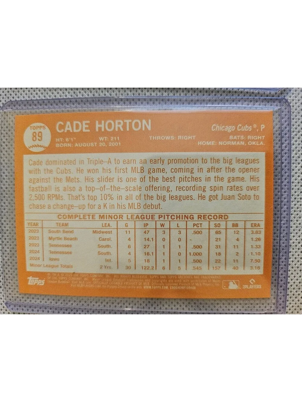 Cade Horton (RC) [Pink insert] #89 - 2025 Topps Archives - Cubs